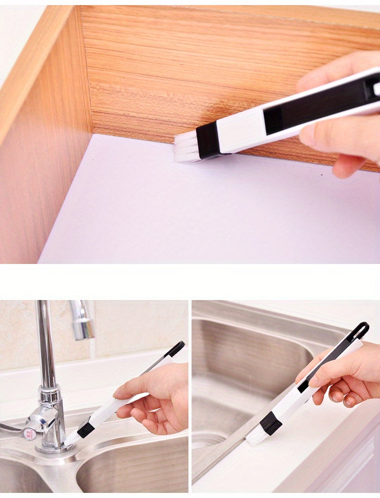 Versatile Crevice Cleaning Brush with Dustpan - Perfect for Window Tracks, Kitchen & Bathroom - No Batteries Required