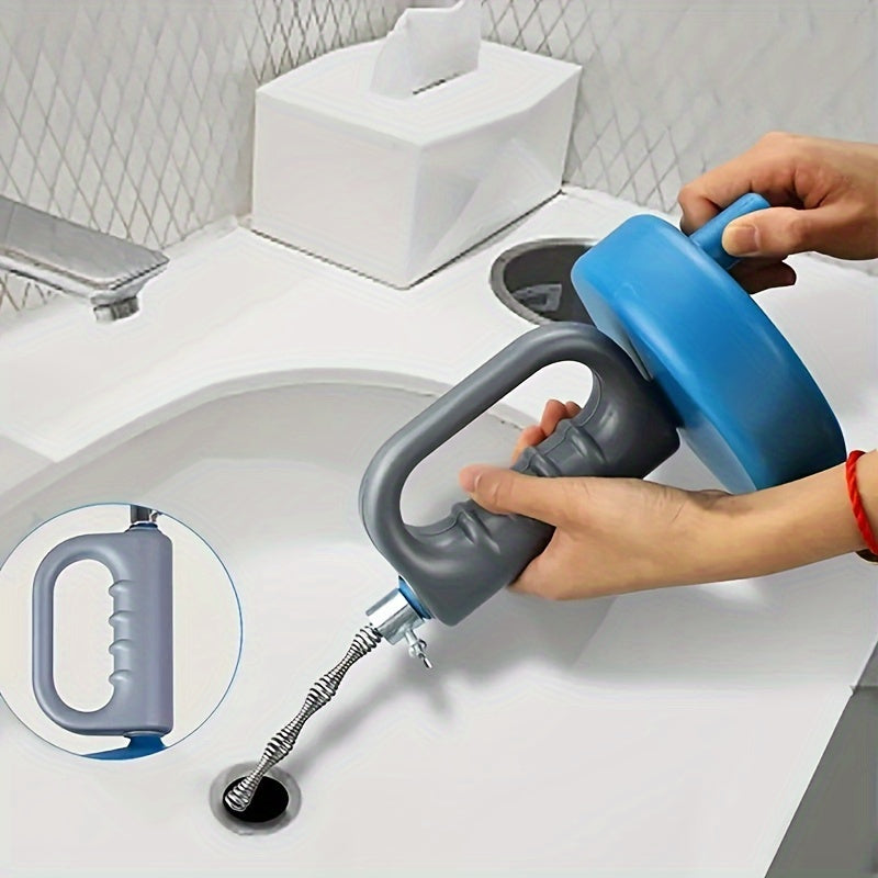 1pc Hand-Operated Pipe Dredger - Unclog Drains, Toilets, and Kitchens with Spring-Loaded Steel Wire - Effective Sewer Cleaning Tool for Home and Commercial Use