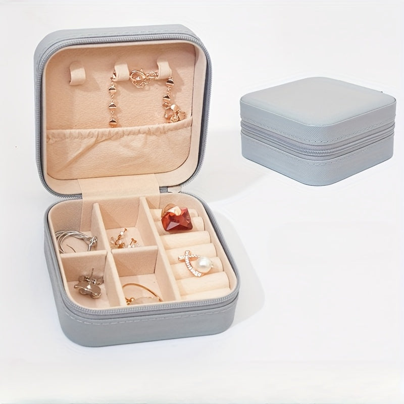 ZFOCEAN Portable Jewelry Organizer Box with Zipper Closure - Compact Travel Case