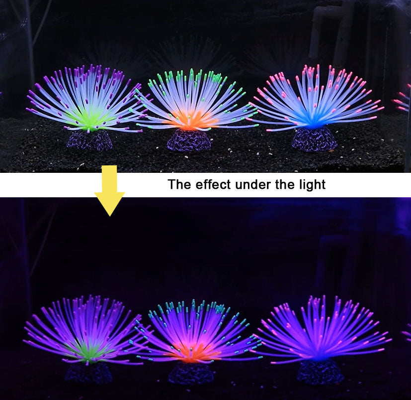 4pcs Glowing Aquarium Plants - Silicone Coral, Mushroom, Sea Anemone & Grass Decorations