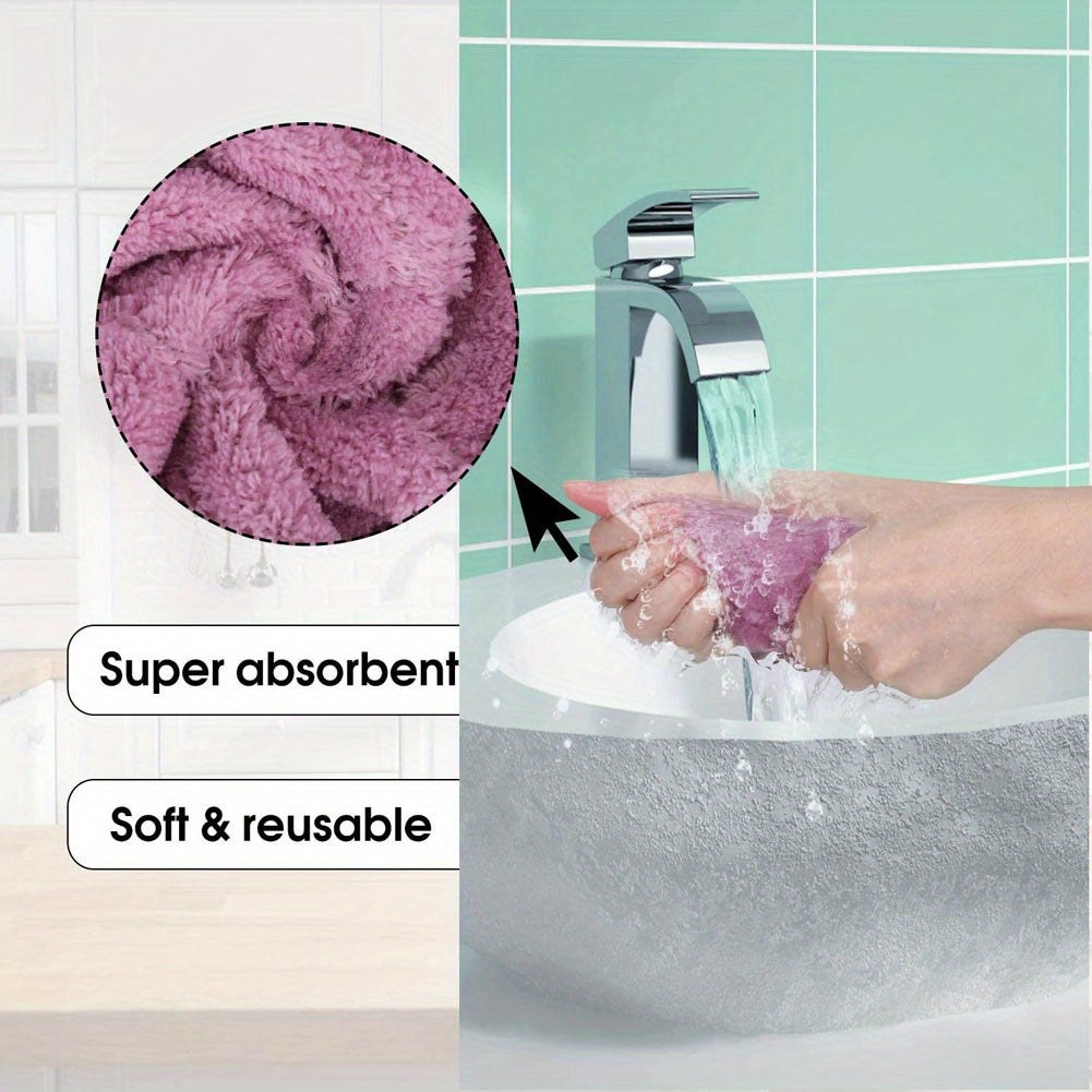 10pcs Ultra-Absorbent Microfiber Kitchen Towels - Non-Stick, Oil-Free Cleaning Cloths for Dishes & Tableware