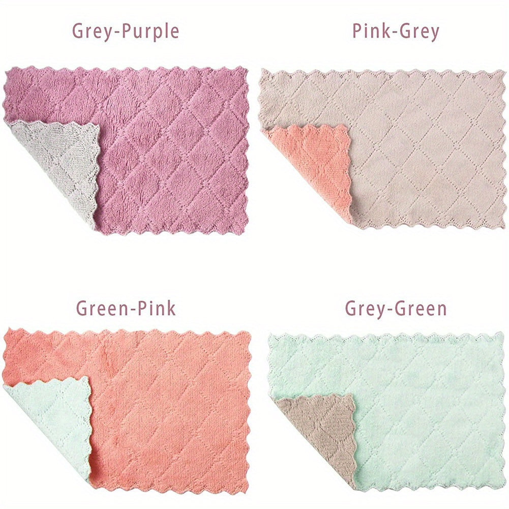 10pcs Ultra-Absorbent Microfiber Kitchen Towels - Non-Stick, Oil-Free Cleaning Cloths for Dishes & Tableware