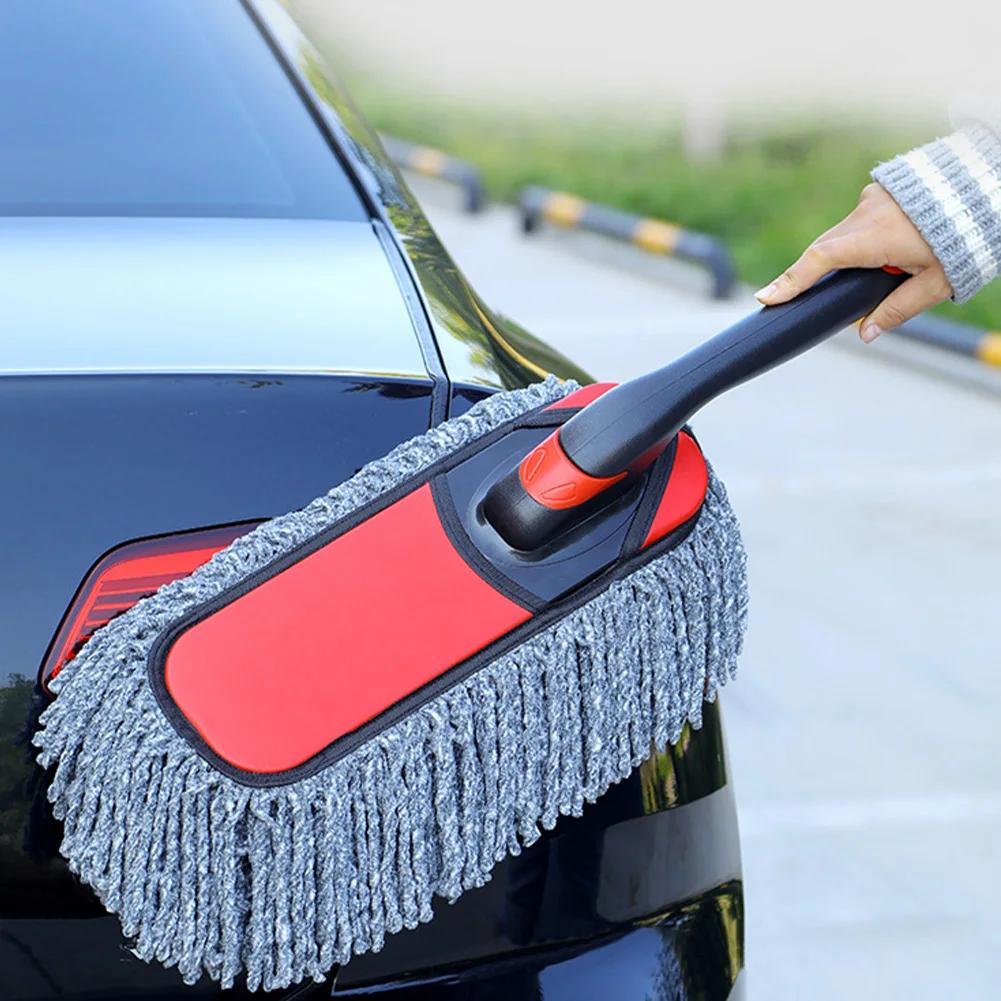Extendable Handle Car Duster - Soft Non-Scratch Cleaning Brush for Car & Home Dusting - Removable Dust Remover Tool