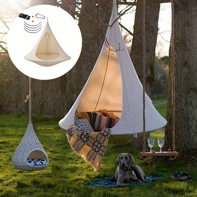 1pc Foldable Outdoor Garden Hammock Chair, Large Size Waterproof Swing Chair, Easy Installation And Storage, Indoor & Outdoor Relaxation, Yard Camping Gear