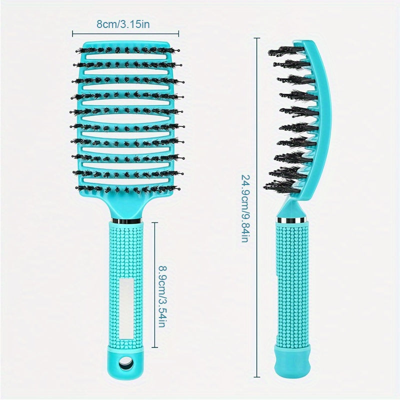 2pcs/Set Hair Brush And Cleaning Brush Set, Bristle&Nylon Detangle Curved Vented Hair Brush, Scalp Massage Hair Comb, Hairdressing Styling Tools