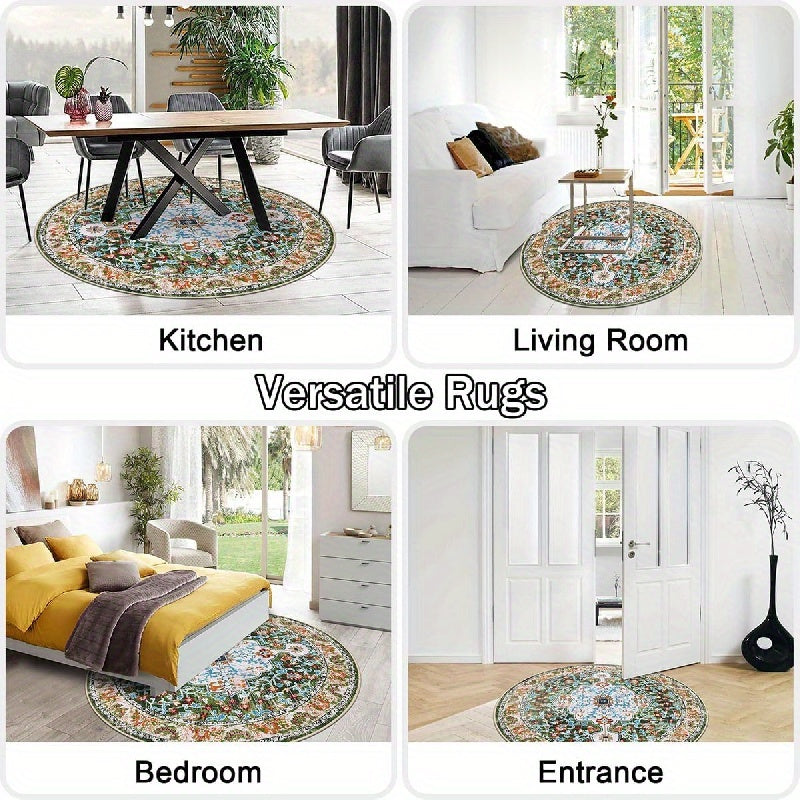 Music Record Black Round Area Rug For Bedroom Living Room Study Playing, Non-Slip Floor Mat Carpet Home Decor Rugs, Washable Carpet For Bedroom Living Room Office
