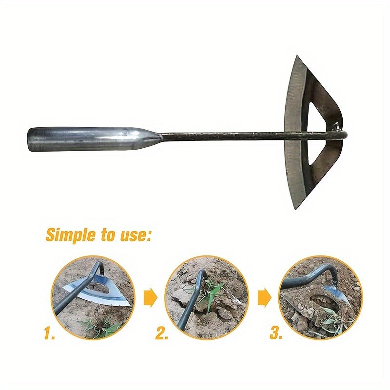 [All-Steel Weeding Rake] 1pc, All-Steel Hardened Hollow Hoe, Handheld Weeding Rake, Planting Vegetable Farm Garden Agriculture Tool Weeding Accessories