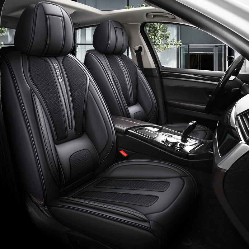 Full Set Car Seat Covers, Sport Style, Universal Fit, Full Coverage, Breathable Mesh, Lumbar Support, Trendy Automotive Seat Protector, All-Season
