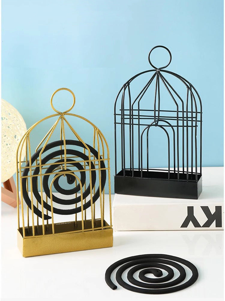 1pc Metal Mosquito Coil Holder, Incense Burner Rack, Portable Hanging Bird Cage For Outdoor Home Garden Decoration Bar Yard Office Desk