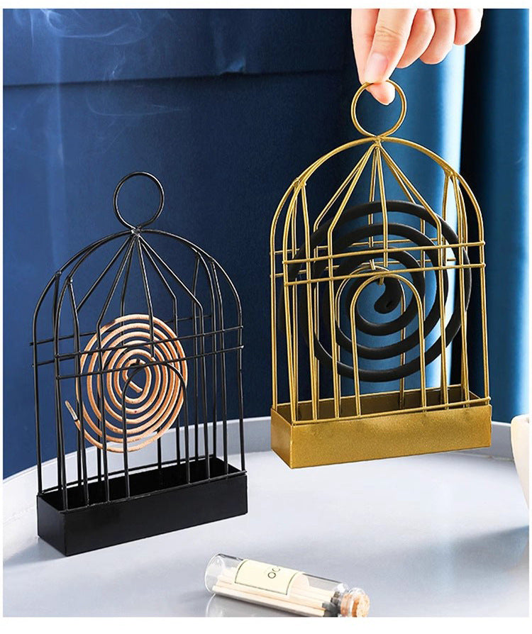 1pc Metal Mosquito Coil Holder, Incense Burner Rack, Portable Hanging Bird Cage For Outdoor Home Garden Decoration Bar Yard Office Desk