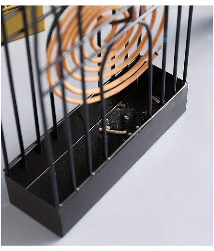 1pc Metal Mosquito Coil Holder, Incense Burner Rack, Portable Hanging Bird Cage For Outdoor Home Garden Decoration Bar Yard Office Desk