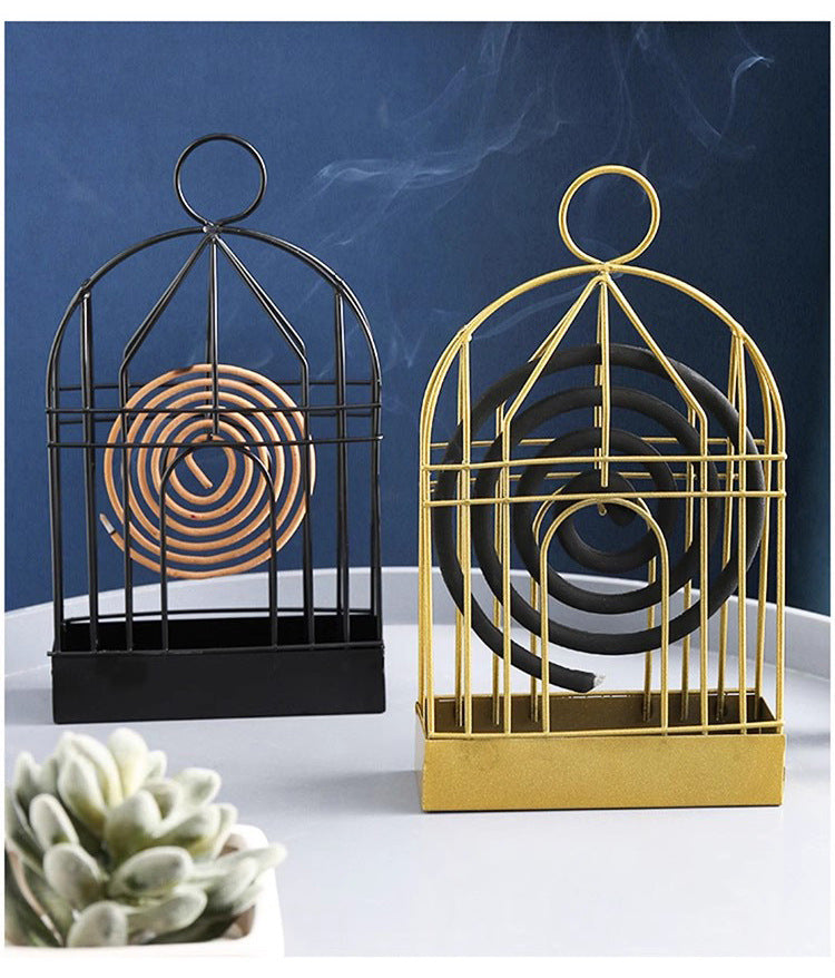 1pc Metal Mosquito Coil Holder, Incense Burner Rack, Portable Hanging Bird Cage For Outdoor Home Garden Decoration Bar Yard Office Desk