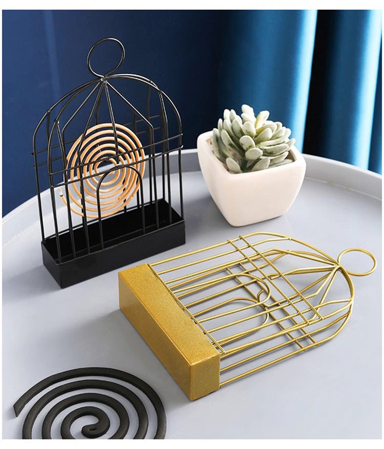 1pc Metal Mosquito Coil Holder, Incense Burner Rack, Portable Hanging Bird Cage For Outdoor Home Garden Decoration Bar Yard Office Desk