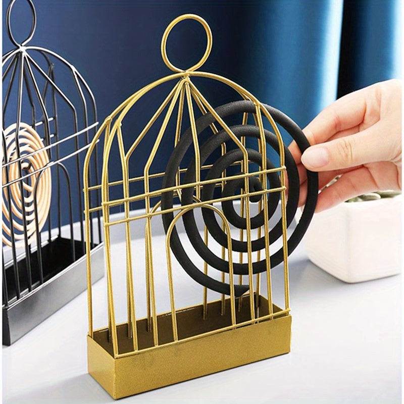 1pc Metal Mosquito Coil Holder, Incense Burner Rack, Portable Hanging Bird Cage For Outdoor Home Garden Decoration Bar Yard Office Desk