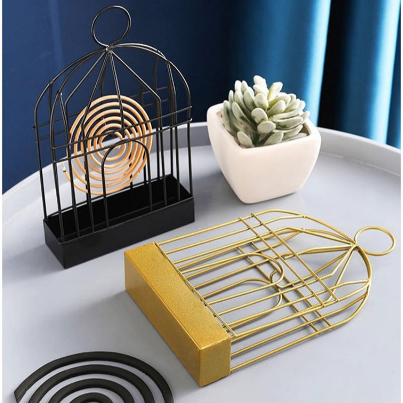 1pc Metal Mosquito Coil Holder, Incense Burner Rack, Portable Hanging Bird Cage For Outdoor Home Garden Decoration Bar Yard Office Desk