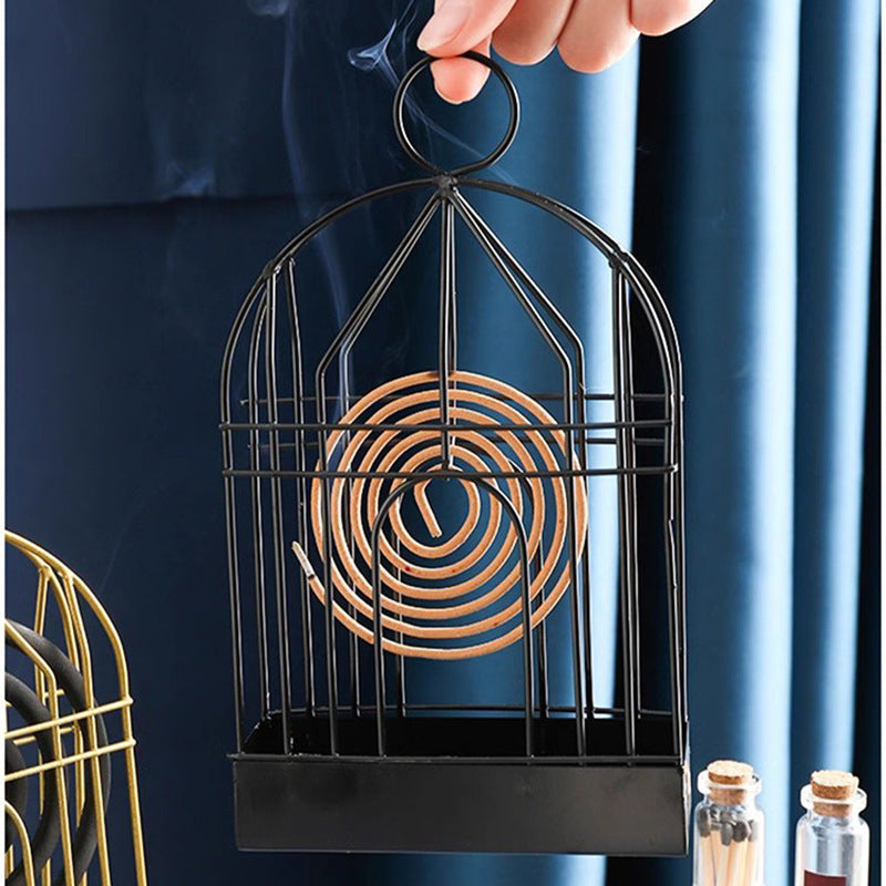 1pc Metal Mosquito Coil Holder, Incense Burner Rack, Portable Hanging Bird Cage For Outdoor Home Garden Decoration Bar Yard Office Desk