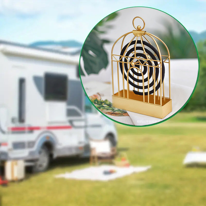 1pc Metal Mosquito Coil Holder, Incense Burner Rack, Portable Hanging Bird Cage For Outdoor Home Garden Decoration Bar Yard Office Desk