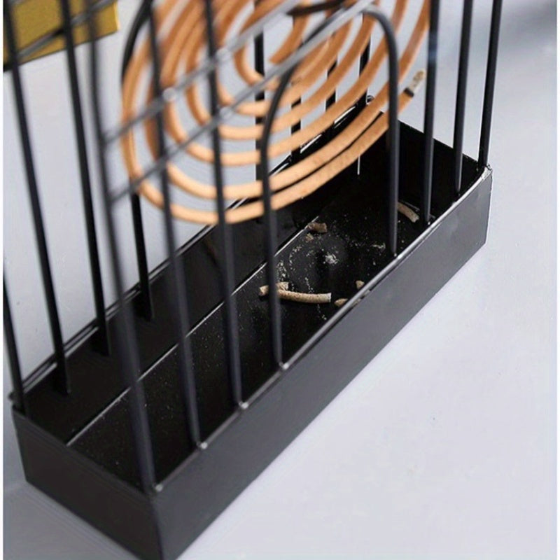 1pc Metal Mosquito Coil Holder, Incense Burner Rack, Portable Hanging Bird Cage For Outdoor Home Garden Decoration Bar Yard Office Desk