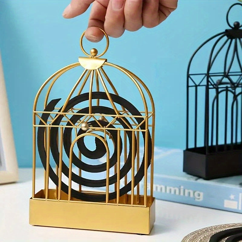 1pc Metal Mosquito Coil Holder, Incense Burner Rack, Portable Hanging Bird Cage For Outdoor Home Garden Decoration Bar Yard Office Desk