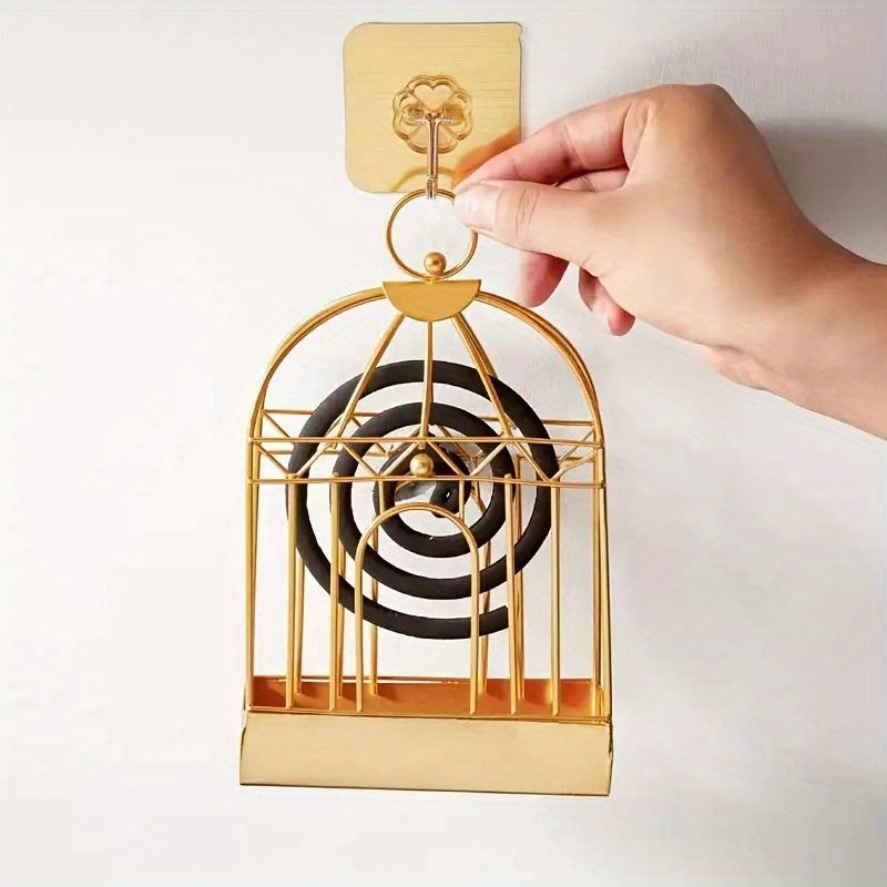 1pc Metal Mosquito Coil Holder, Incense Burner Rack, Portable Hanging Bird Cage For Outdoor Home Garden Decoration Bar Yard Office Desk