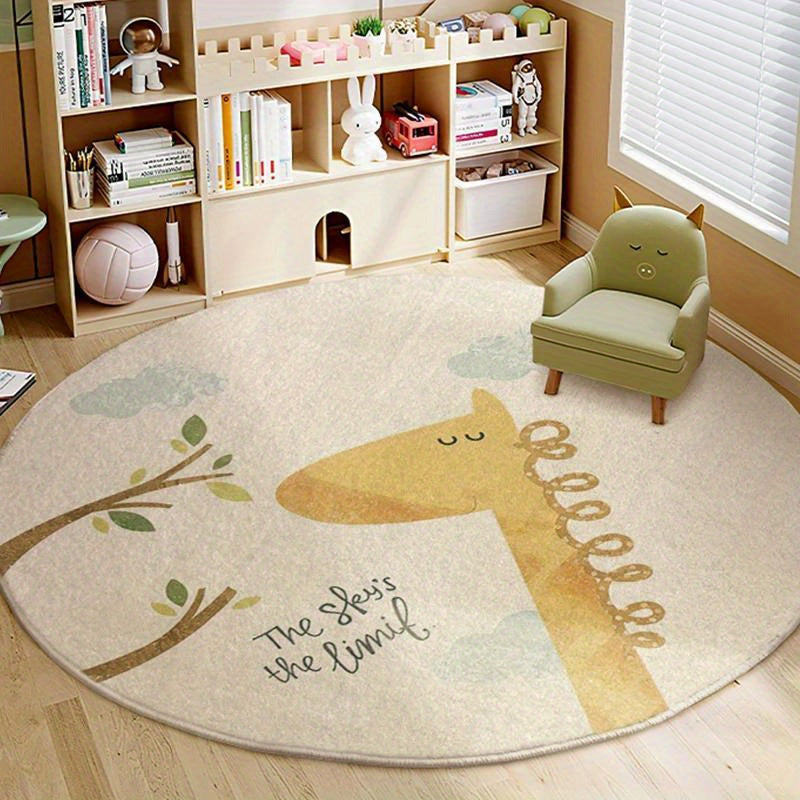 Soft & Plush Lion Face Round Mat - Washable, Non-Slip, High Pile Mat for Youngsters' Bedroom, Living Room, or Playroom Decor - Cozy and Durable Floor Mat with Adorable Cartoon Design, Rugs for Living Room