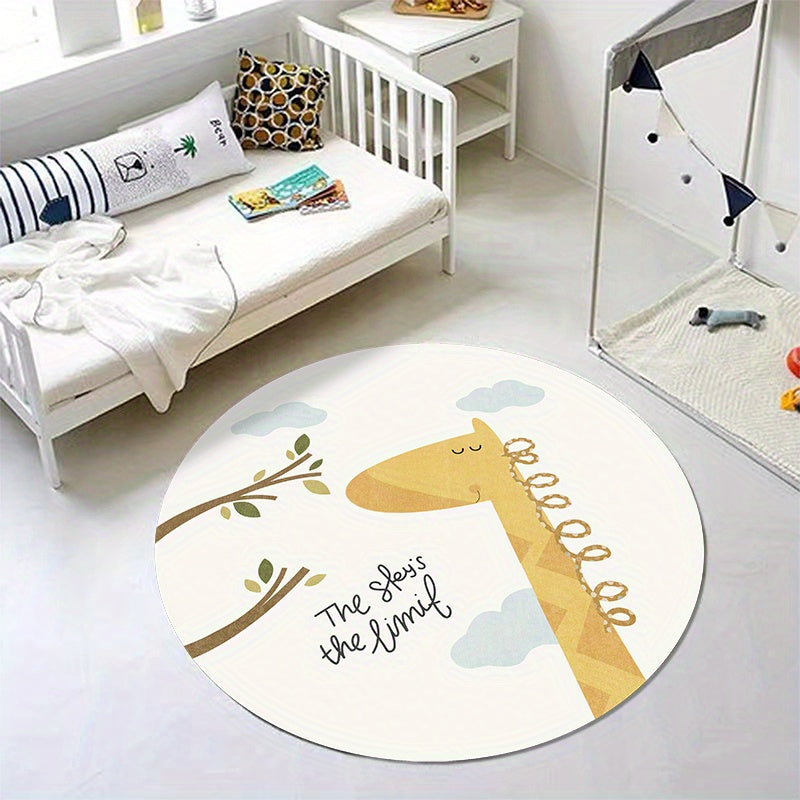 Soft & Plush Lion Face Round Mat - Washable, Non-Slip, High Pile Mat for Youngsters' Bedroom, Living Room, or Playroom Decor - Cozy and Durable Floor Mat with Adorable Cartoon Design, Rugs for Living Room