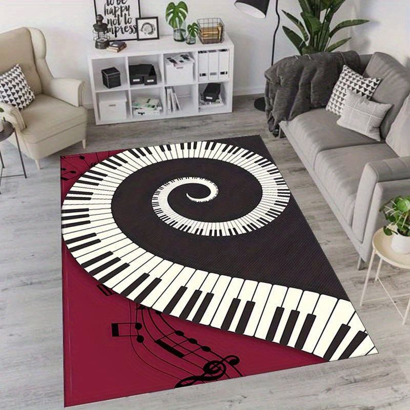 Piano-Inspired Non-Slip Rug - Perfect For Living Room, Entryway, Dining & Kitchen Decor | Durable Polyester, Large Size Sofa For Living Room Rugs For Living Room