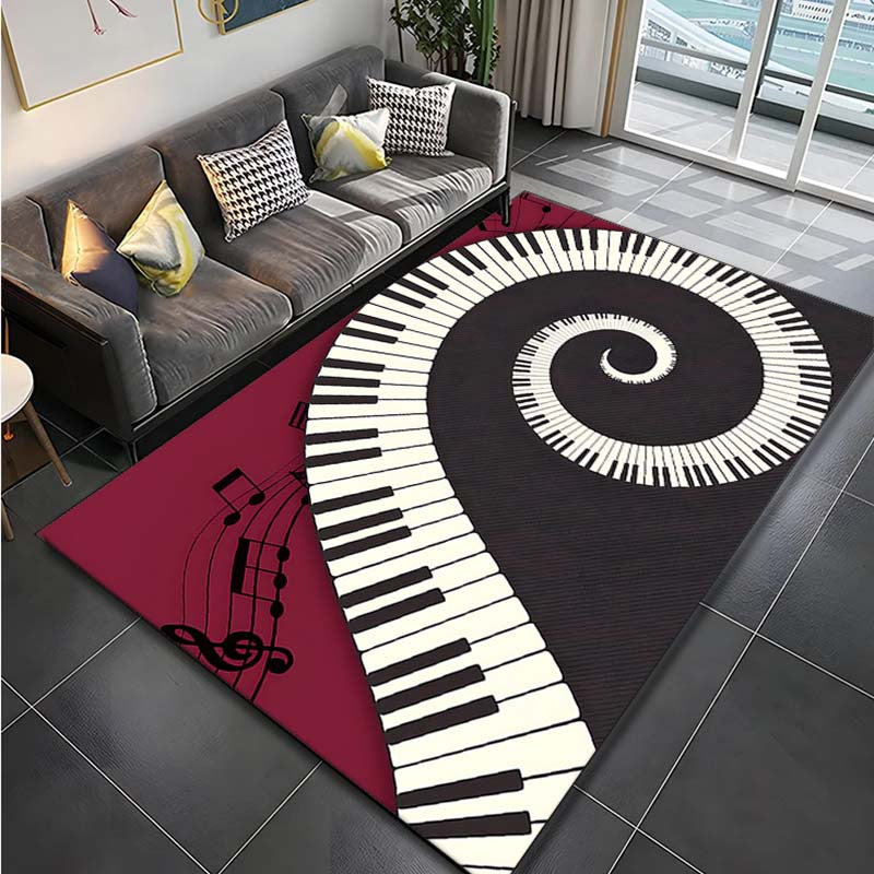 Piano-Inspired Non-Slip Rug - Perfect For Living Room, Entryway, Dining & Kitchen Decor | Durable Polyester, Large Size Sofa For Living Room Rugs For Living Room