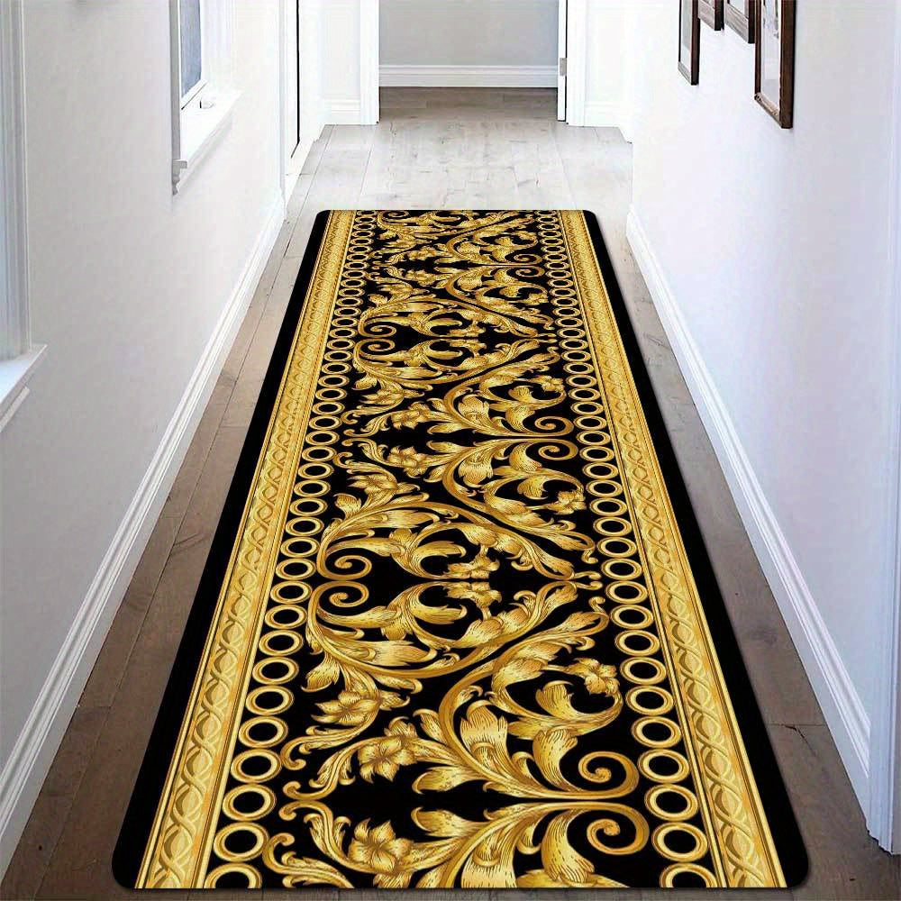 Luxurious Golden Geometric Print Area Rug - Soft, Machine Washable Polyester Carpet For Living Room, Bedroom, And Home Decor Rugs For Living Room Rugs For Bedroom