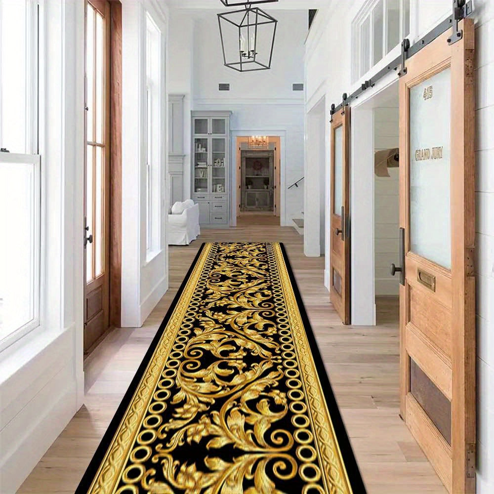 Luxurious Golden Geometric Print Area Rug - Soft, Machine Washable Polyester Carpet For Living Room, Bedroom, And Home Decor Rugs For Living Room Rugs For Bedroom