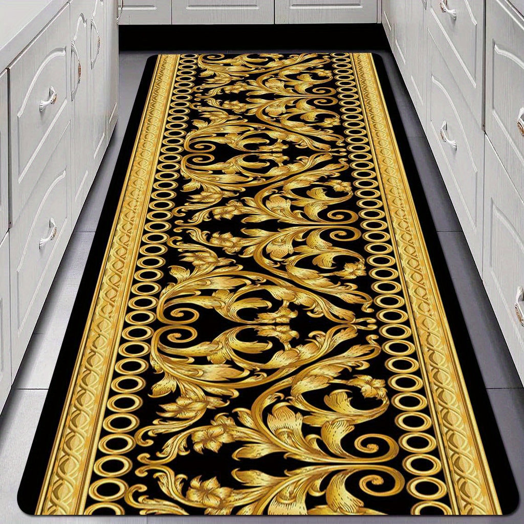 Luxurious Golden Geometric Print Area Rug - Soft, Machine Washable Polyester Carpet For Living Room, Bedroom, And Home Decor Rugs For Living Room Rugs For Bedroom