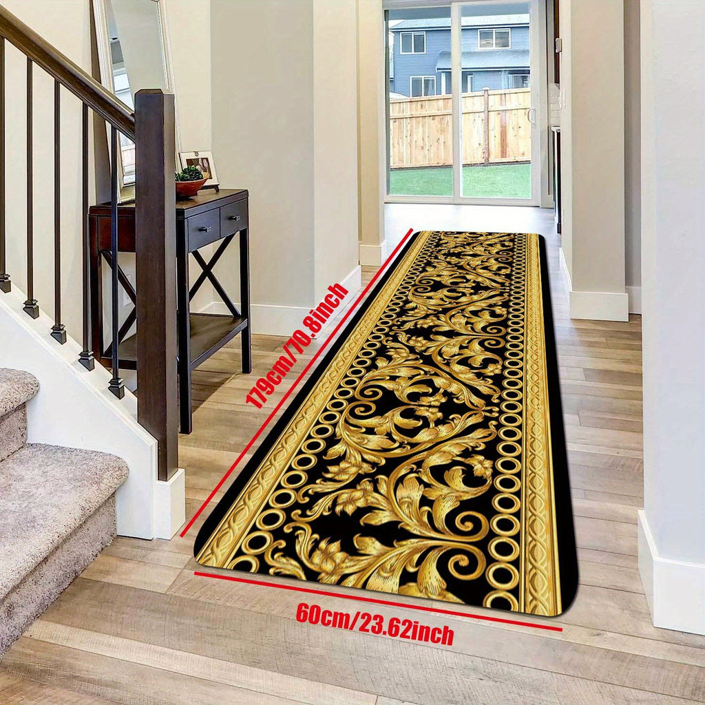 Luxurious Golden Geometric Print Area Rug - Soft, Machine Washable Polyester Carpet For Living Room, Bedroom, And Home Decor Rugs For Living Room Rugs For Bedroom