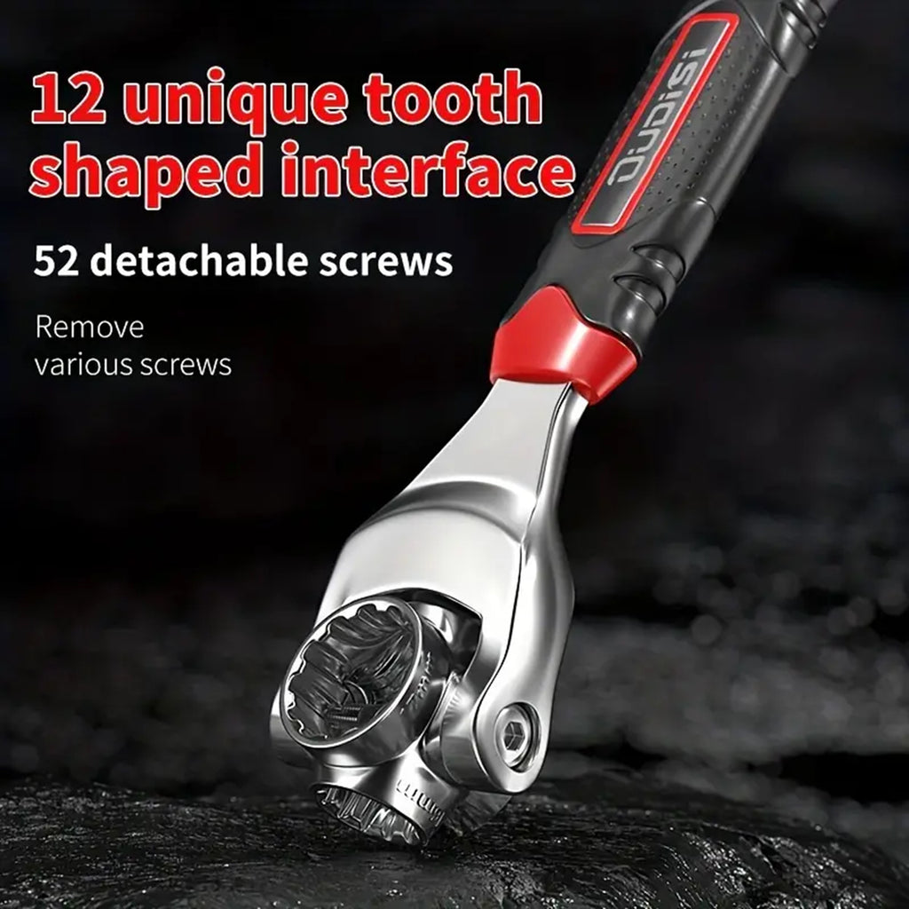 52-in-1 Adjustable Socket Wrench Set, Carbon Steel Multi-Functional Spanner,