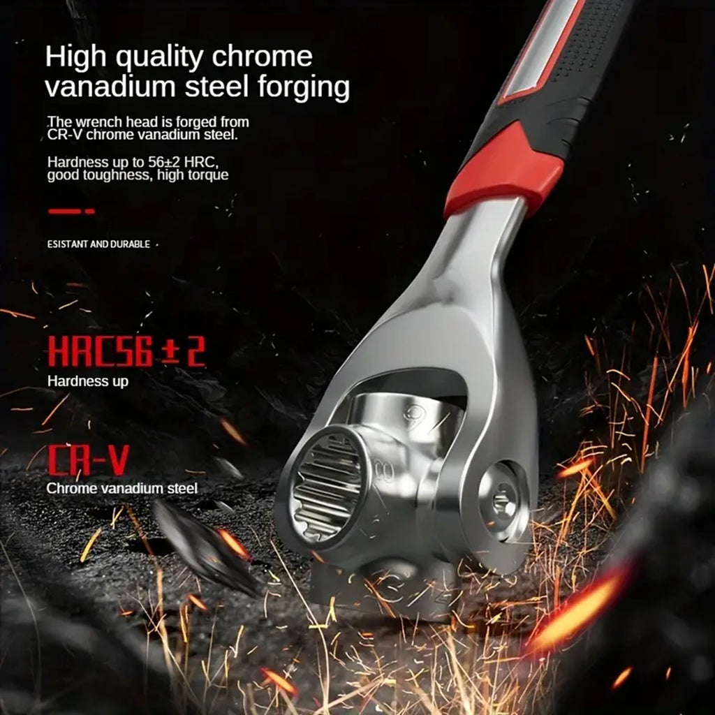 52-in-1 Adjustable Socket Wrench Set, Carbon Steel Multi-Functional Spanner,