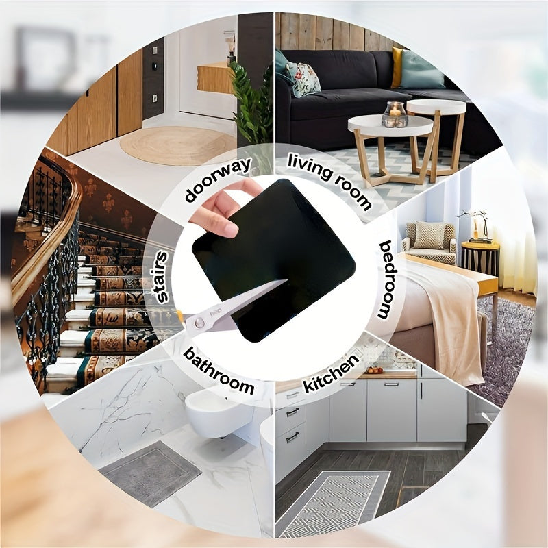 12pcs Black Fabric Rug Grippers - Non-Slip, Washable, Secure Hold Pads for Area Rugs on Hardwood Floors, Easy Installation
