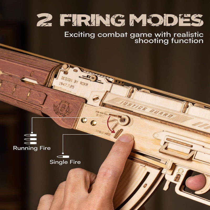 3D Puzzles for Adults, Wooden 3D Puzzle AK47 Model Rubber Band Gun Model Building Kits for Adult, DIY Wood Crafts Cool Toys Gifts Hobbies for Men Women, LQ901 Justice Guard