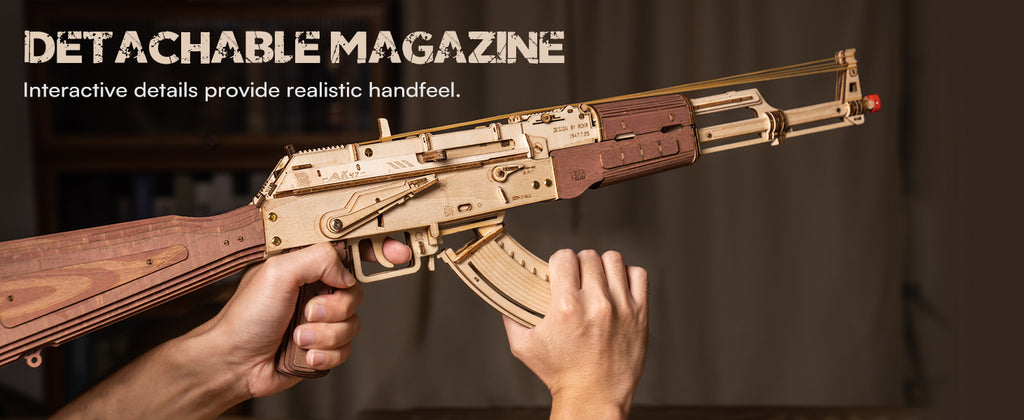3D Puzzles for Adults, Wooden 3D Puzzle AK47 Model Rubber Band Gun Model Building Kits for Adult, DIY Wood Crafts Cool Toys Gifts Hobbies for Men Women, LQ901 Justice Guard