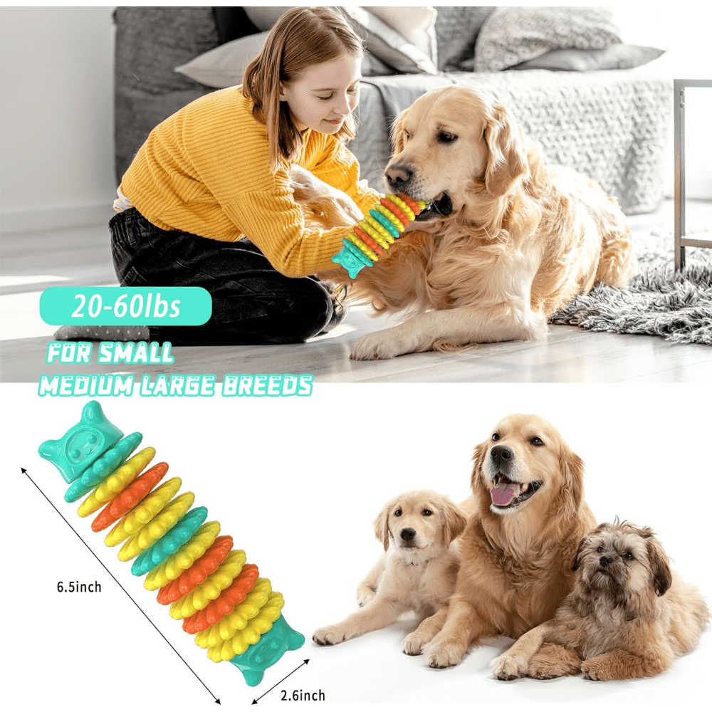 Dog Chew Toys for Aggressive Chewers, Durable Dog Toys for Large Medium Small Breed Dogs, Rubber Indestructible Dog Teething Toys, Tough Interactive Outdoor Dog Toys for Entertainment, Blue