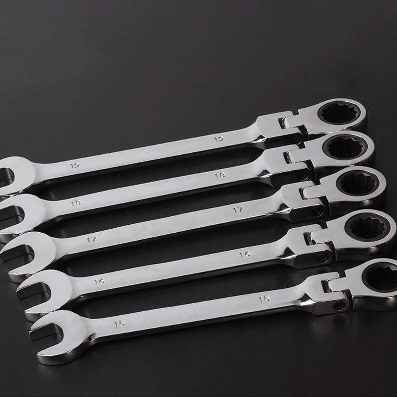 1pc Combination Ratchet Wrench Set with Flexible Head, Dual-Purpose Mechanical Hand Tool, Metal Automotive Repair Kit without Electricity Supply