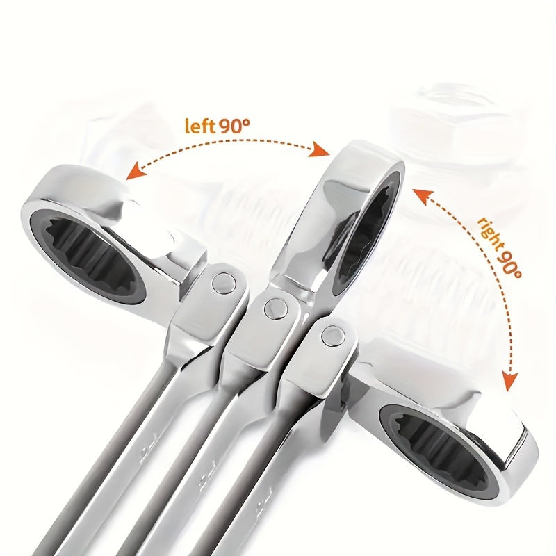1pc Combination Ratchet Wrench Set with Flexible Head, Dual-Purpose Mechanical Hand Tool, Metal Automotive Repair Kit without Electricity Supply