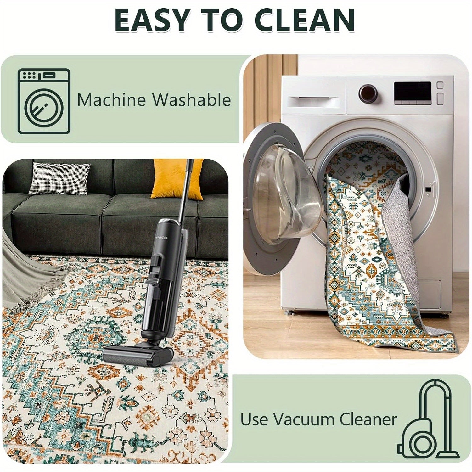 Area Rugs Washable Rugs Low Pile Machine Washable Vintage Rugs For Living Room