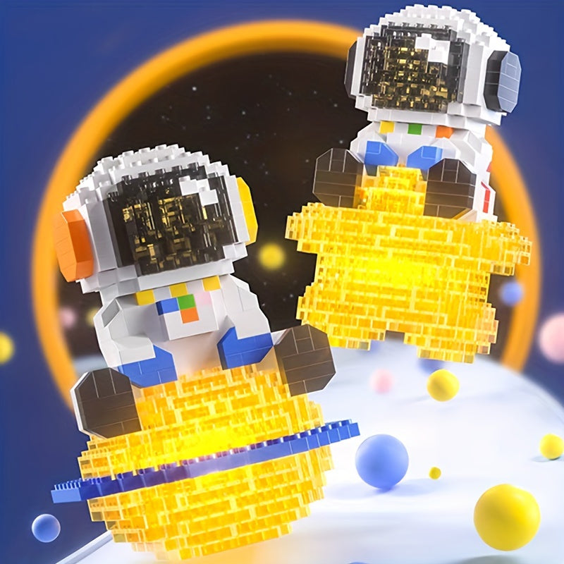 1008pcs Mini Building Blocks Building Kits, Astronaut Space Toys With Led Lighting Kit Gifts