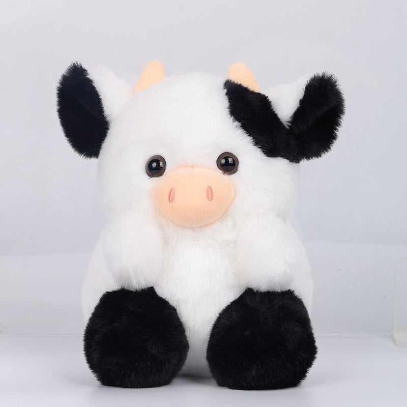 1pc, Assorted Plush Cow Toys, Cute Soft Polyester Stuffed Animal, Home Decor, Kids Birthday/Festive Gift, 7.8 Inches, Pink/Purple/Black/White Set