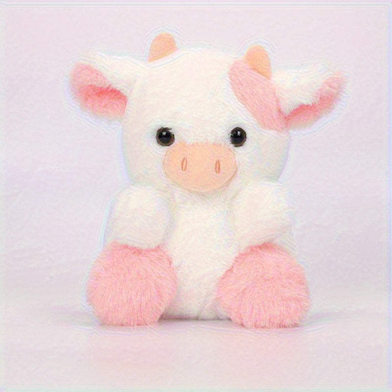 1pc, Assorted Plush Cow Toys, Cute Soft Polyester Stuffed Animal, Home Decor, Kids Birthday/Festive Gift, 7.8 Inches, Pink/Purple/Black/White Set