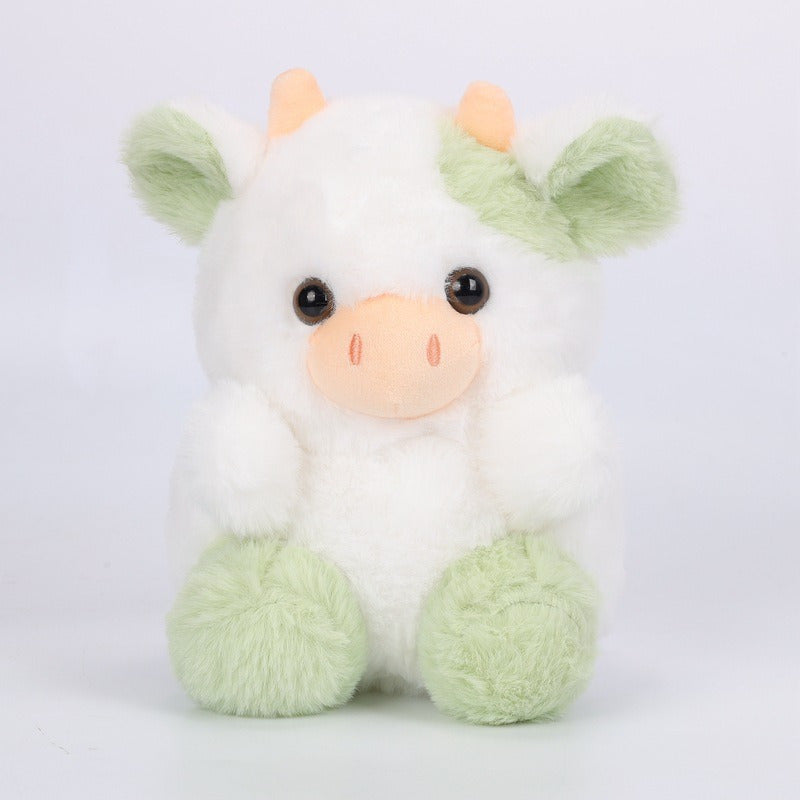 1pc, Assorted Plush Cow Toys, Cute Soft Polyester Stuffed Animal, Home Decor, Kids Birthday/Festive Gift, 7.8 Inches, Pink/Purple/Black/White Set
