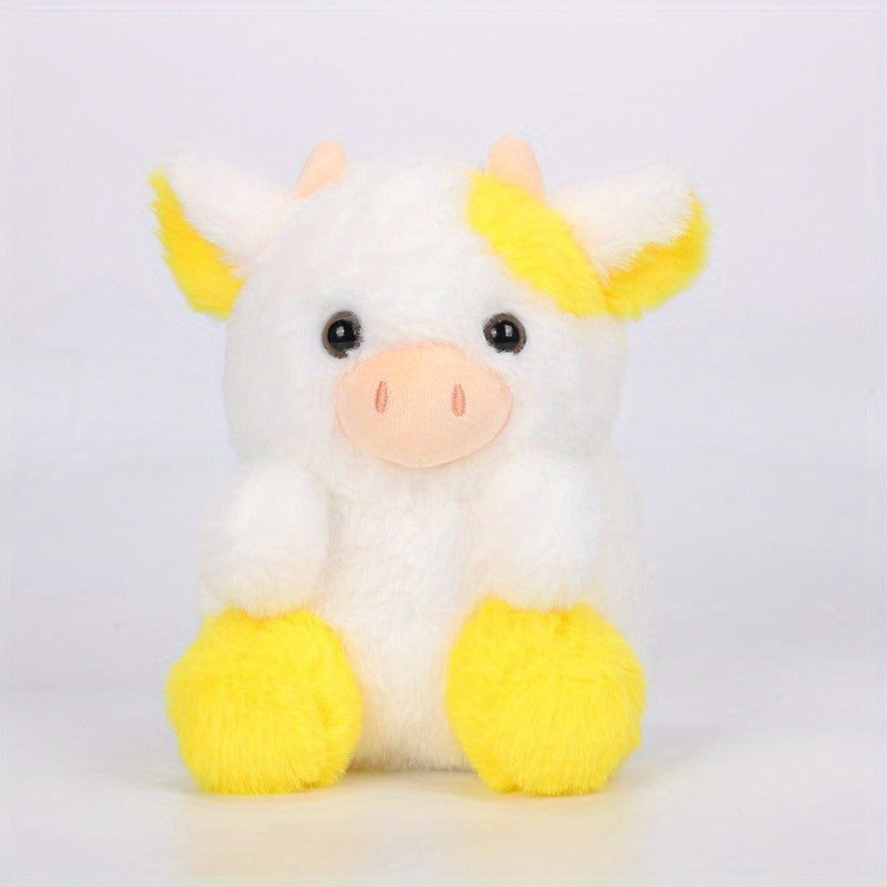 1pc, Assorted Plush Cow Toys, Cute Soft Polyester Stuffed Animal, Home Decor, Kids Birthday/Festive Gift, 7.8 Inches, Pink/Purple/Black/White Set