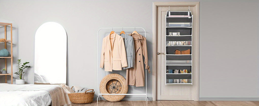 ULG Deluxe Over Door Storage Organizer - 4 Large Pockets, 6 Mesh Side Pockets, 36 lbs Weight Capacity, Clear Window, Hanging Storage for Bedroom, Nursery, Baby Kids Toys, Diapers, and More - 1 Pack