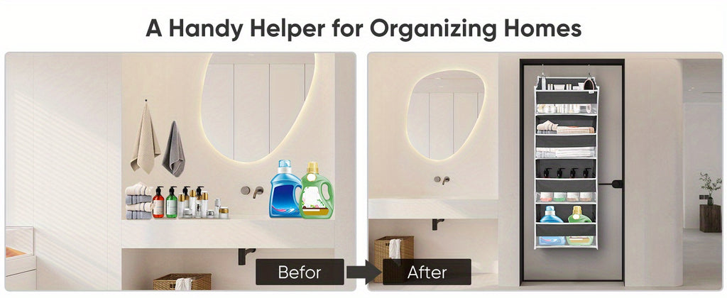 ULG Deluxe Over Door Storage Organizer - 4 Large Pockets, 6 Mesh Side Pockets, 36 lbs Weight Capacity, Clear Window, Hanging Storage for Bedroom, Nursery, Baby Kids Toys, Diapers, and More - 1 Pack