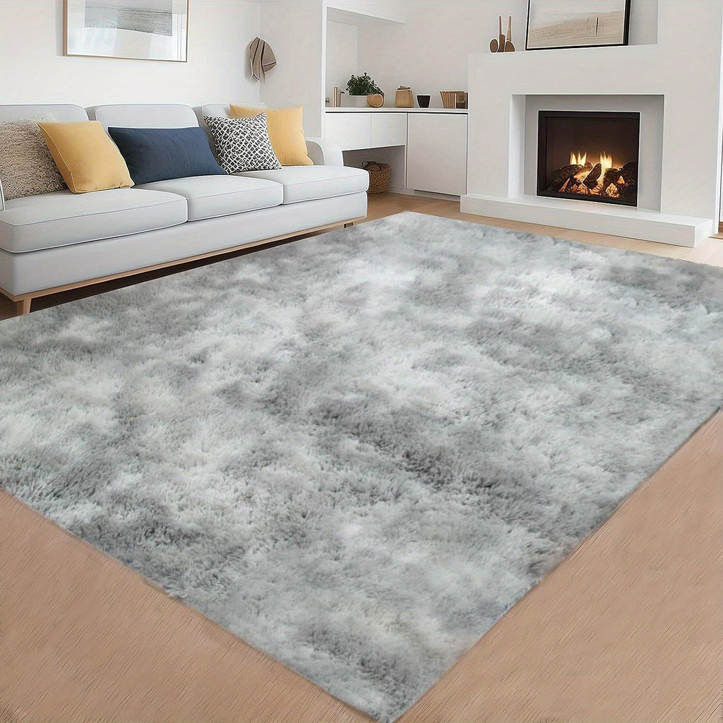 Large Area Rugs for Living Room, Tie-Dyed Shaggy Rug Fluffy Throw Carpets, Ultra Soft Plush Modern Indoor Fuzzy Rugs for Bedroom Home Decor, Light Gray