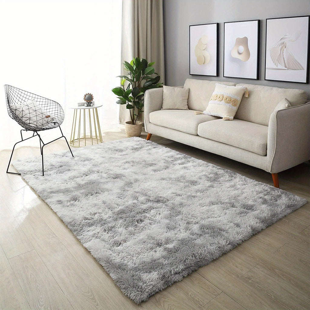 Large Area Rugs for Living Room, Tie-Dyed Shaggy Rug Fluffy Throw Carpets, Ultra Soft Plush Modern Indoor Fuzzy Rugs for Bedroom Home Decor, Light Gray